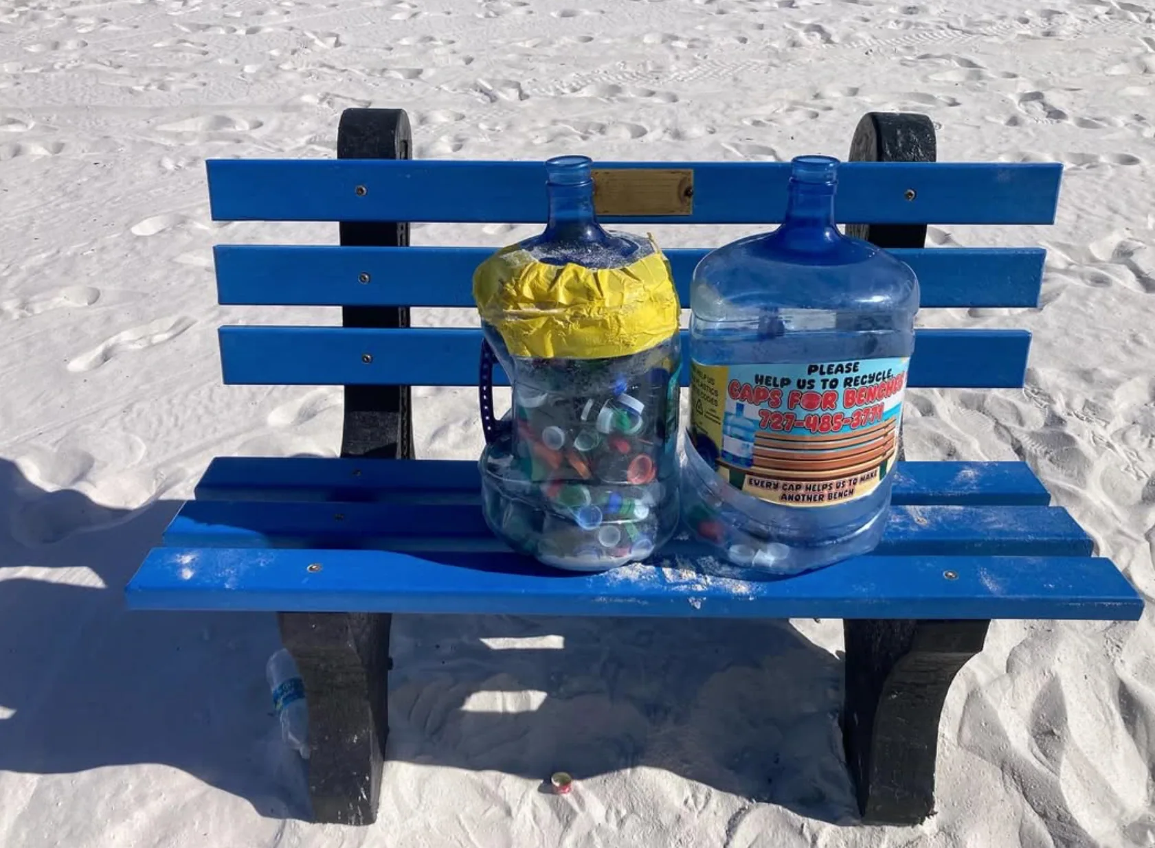 A bench supporting the recycling mission